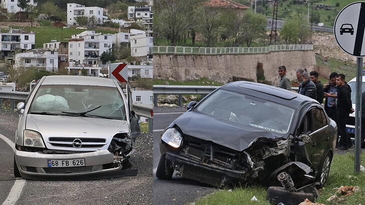 Diyarbakır’da iki otomobil kafa kafaya çarpıştı yaralılar var